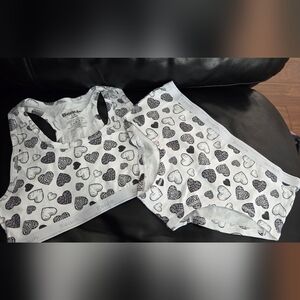 White & Black Girls Bench Bralette and Brief Set